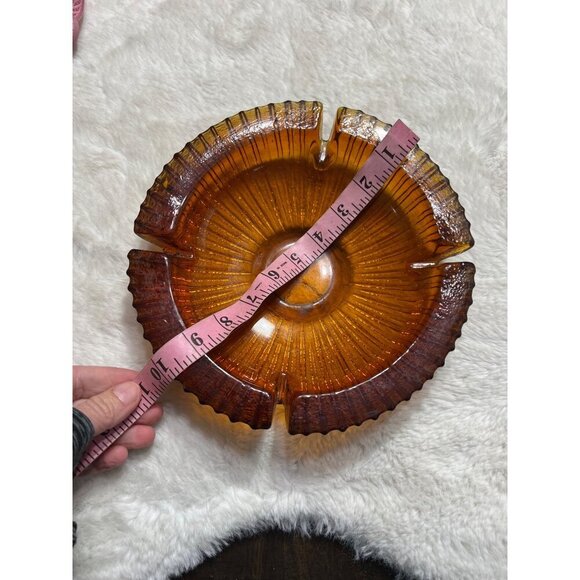 Mid century heavy blank honey amber ashtray - Picture 4 of 5